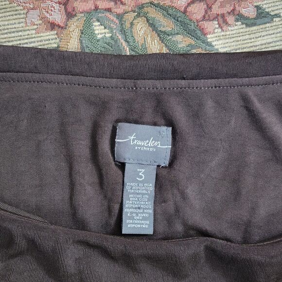 Chicos Travelers Top 3 Womens XL Brown Off The Shoulder Fold Over Neckline - Picture 8 of 12